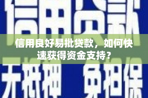 乾安信用良好易批贷款，如何快速获得资金支持？
