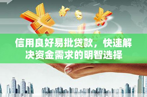 乾安信用良好易批贷款，快速解决资金需求的明智选择