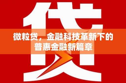 乾安微粒贷，金融科技革新下的普惠金融新篇章