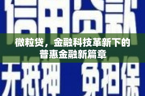 乾安微粒贷，金融科技革新下的普惠金融新篇章