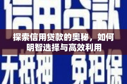 乾安探索信用贷款的奥秘，如何明智选择与高效利用