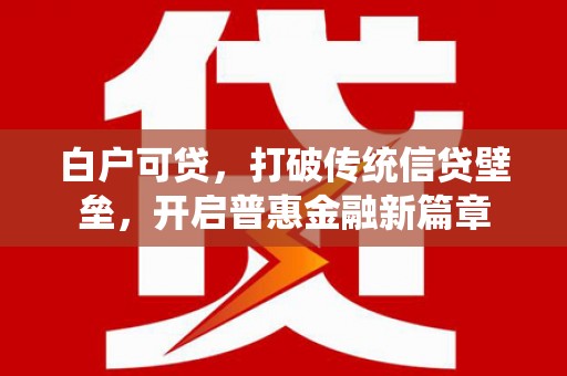 乾安白户可贷，打破传统信贷壁垒，开启普惠金融新篇章